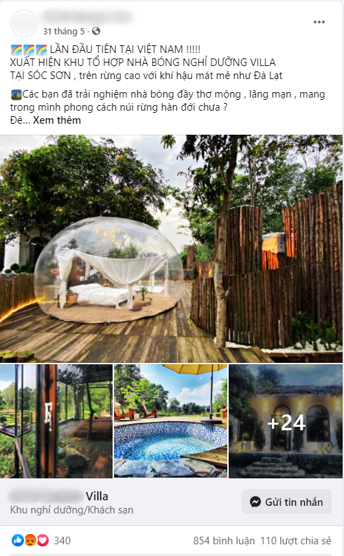 Trải nghiệm đi nghỉ cuối tuần hú hồn ở ngoại ô Hà Nội: Book villa 6 triệu/ đêm có nhà bong bóng ảo diệu giống Bali, khách ngơ ngác nhận phòng y như cái lều vịt - Ảnh 1. Trải nghiệm đi nghỉ cuối tuần hú hồn ở ngoại ô Hà Nội: Book villa 6 triệu/ đêm có nhà bong bóng ảo diệu giống Bali, khách ngơ ngác nhận phòng y như cái lều vịt - Ảnh 1.