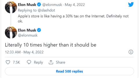 Elon Musk chê bai phí 30% của Apple, nói "cao gấp 10 lần" mức hợp lý