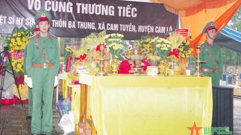 Sư đoàn 968 (Quân khu 4) phối hợp tổ chức truy điệu và an táng 4 hài cốt liệt sĩ được tìm thấy tại Quảng Trị