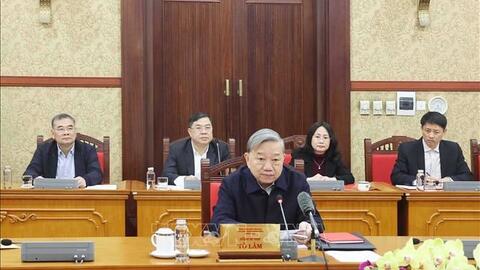 Tổng Bí thư Tô Lâm chủ trì Hội nghị của Ban Bí thư đánh giá công tác tổ chức Tết Ất Tỵ 2025