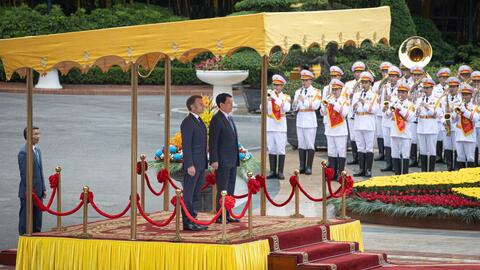 Chủ tịch nước Lương Cường chủ trì lễ đón Tổng thống Pháp Emmanuel Macron