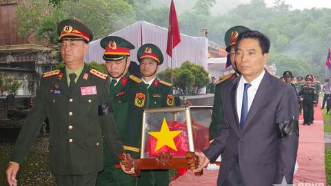 Thanh Hóa: Truy điệu, an táng 21 hài cốt quân tình nguyện và chuyên gia Việt Nam hy sinh tại Lào