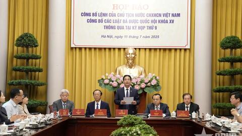 Họp báo công bố các luật đã được Quốc hội khóa XV thông qua