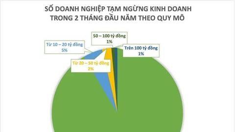 2 tháng đầu năm, gần 190 doanh nghiệp quy mô trên 100 tỷ đồng tạm ngừng kinh doanh