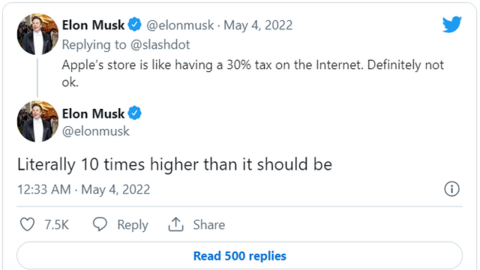 Elon Musk chê bai phí 30% của Apple, nói "cao gấp 10 lần" mức hợp lý