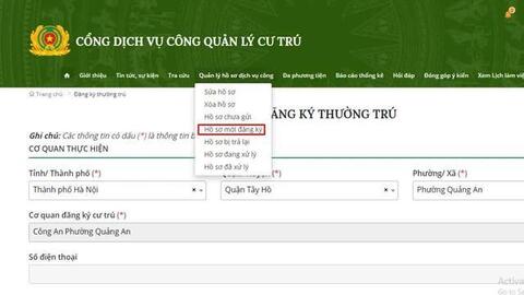 Cách đăng ký thường trú online tại nhà