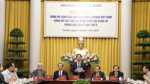 Họp báo công bố các luật đã được Quốc hội khóa XV thông qua