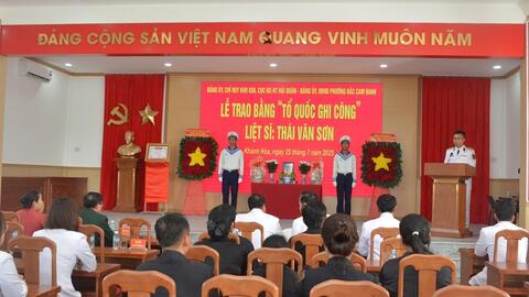 Khánh Hòa: Trao Bằng “Tổ quốc ghi công” Liệt sĩ Thái Văn Sơn