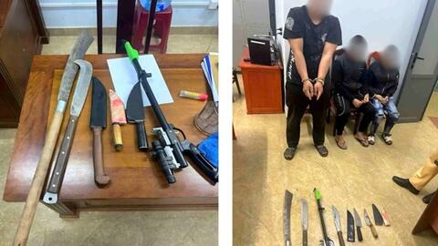 Phát hiện 3 đối tượng ở Lâm Đồng tàng trữ nhiều hung khí, dương tính với ma túy