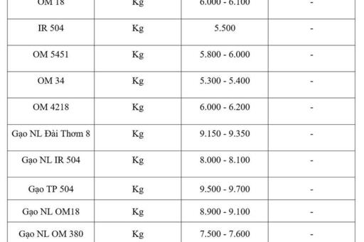 Giá lúa gạo hôm nay ngày 9/3/2026: Gạo Thơm dẻo neo giá cao