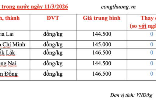 Giá tiêu hôm nay 11/3/2026: Tiếp tục đi ngang