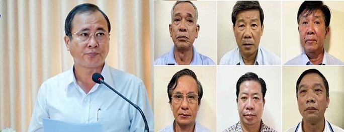 Ông Trần Văn Nam (bìa trái) cùng các bị can trong vụ án - Ảnh: Bộ Công an.