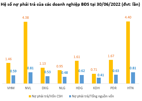 So sánh hệ số nợ của các doanh nghiệp bất động sản - Ảnh 1.