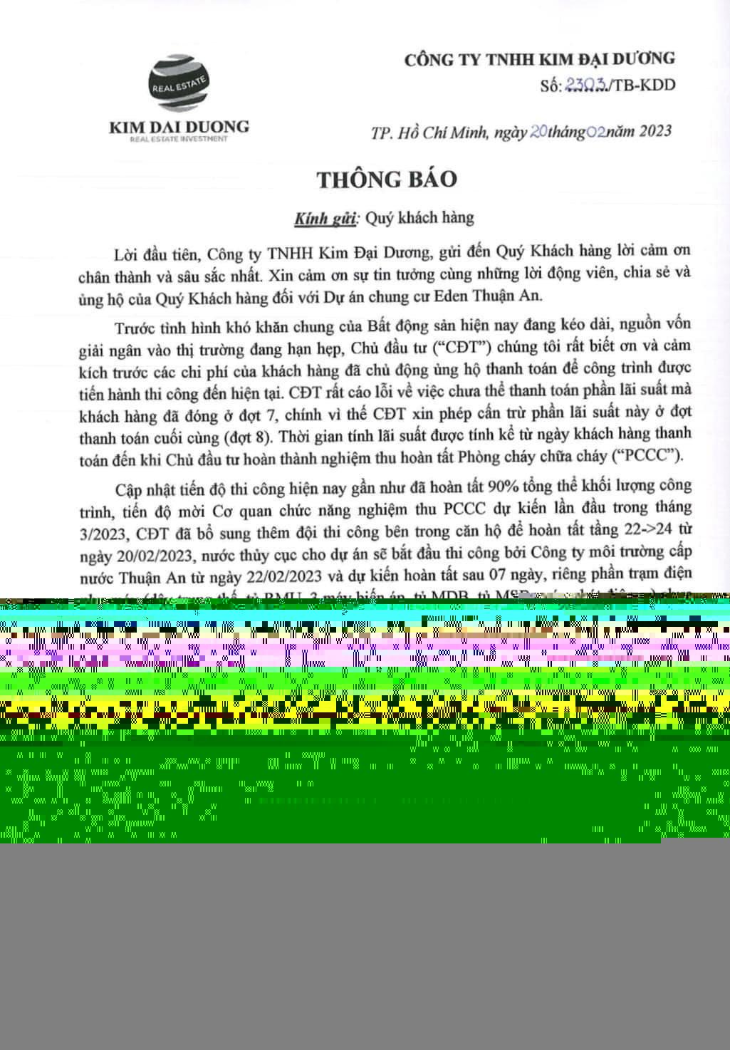 Một chủ đầu tư ở TP.HCM thông báo dừng thanh toán lãi suất cho người mua nhà vì thị trường khó khăn - Ảnh 2.