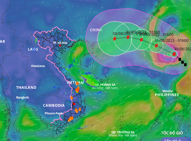 Đường đi và vùng nguy hiểm do bão Saola hôm nay 30.8