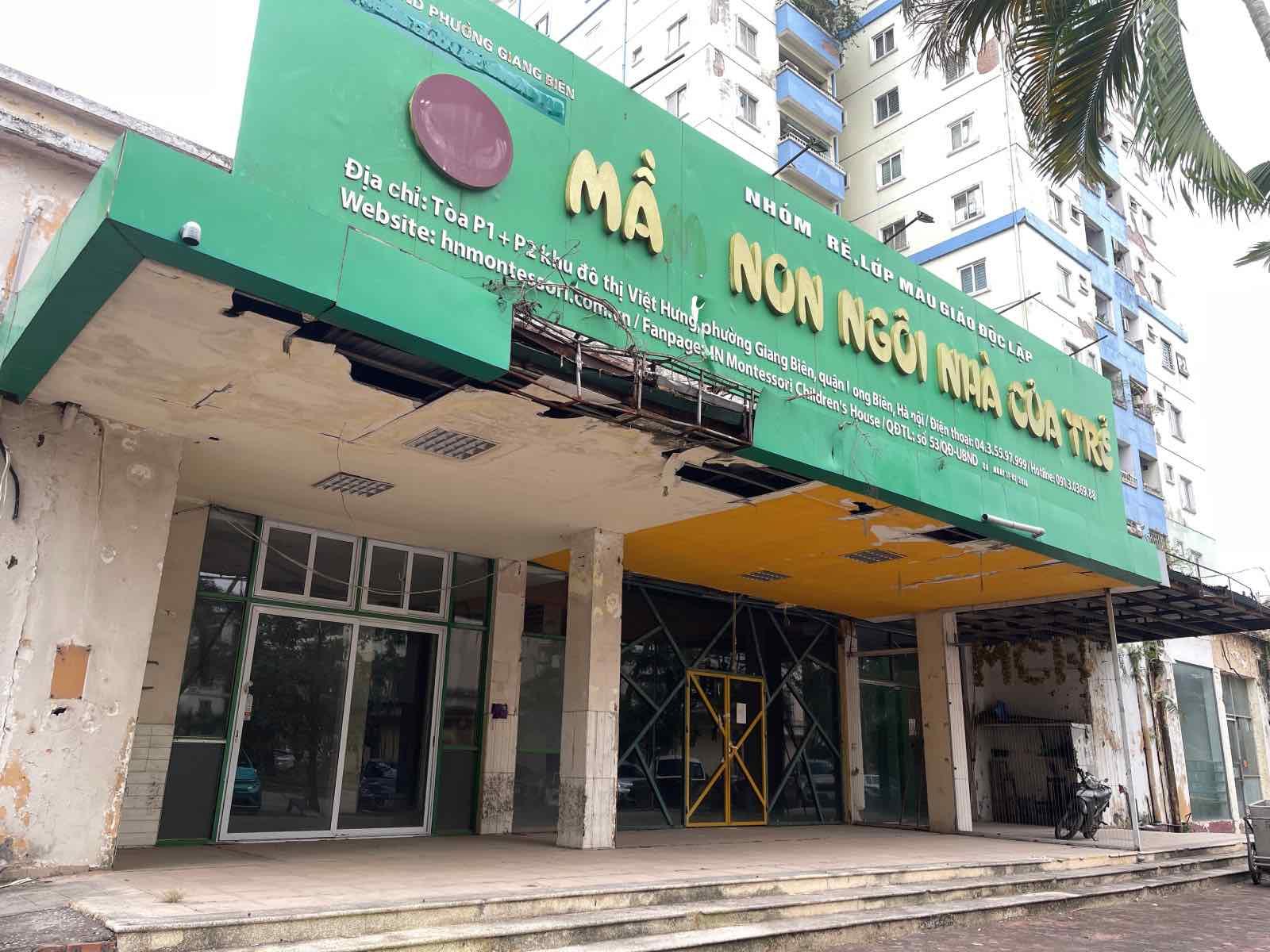 Ki ốt trước đây được cho thuê làm trường mầm non hiện đã bị bỏ hoang, xuống cấp.