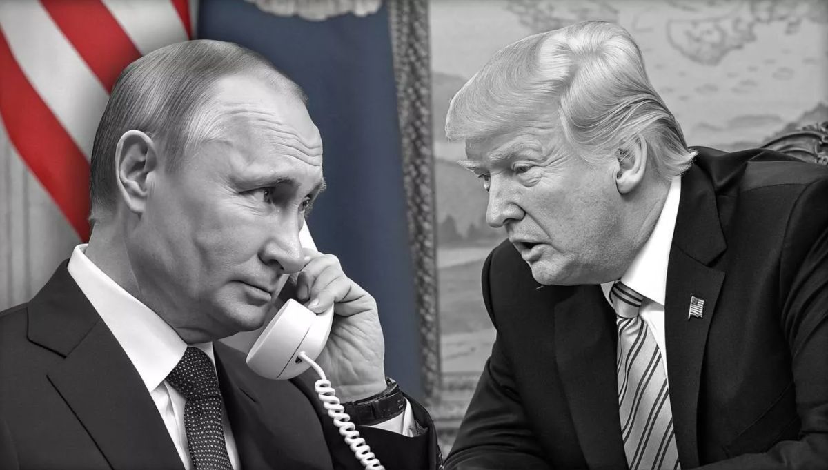 Ông Putin và ông Trump điện đàm. Ảnh do AI tạo