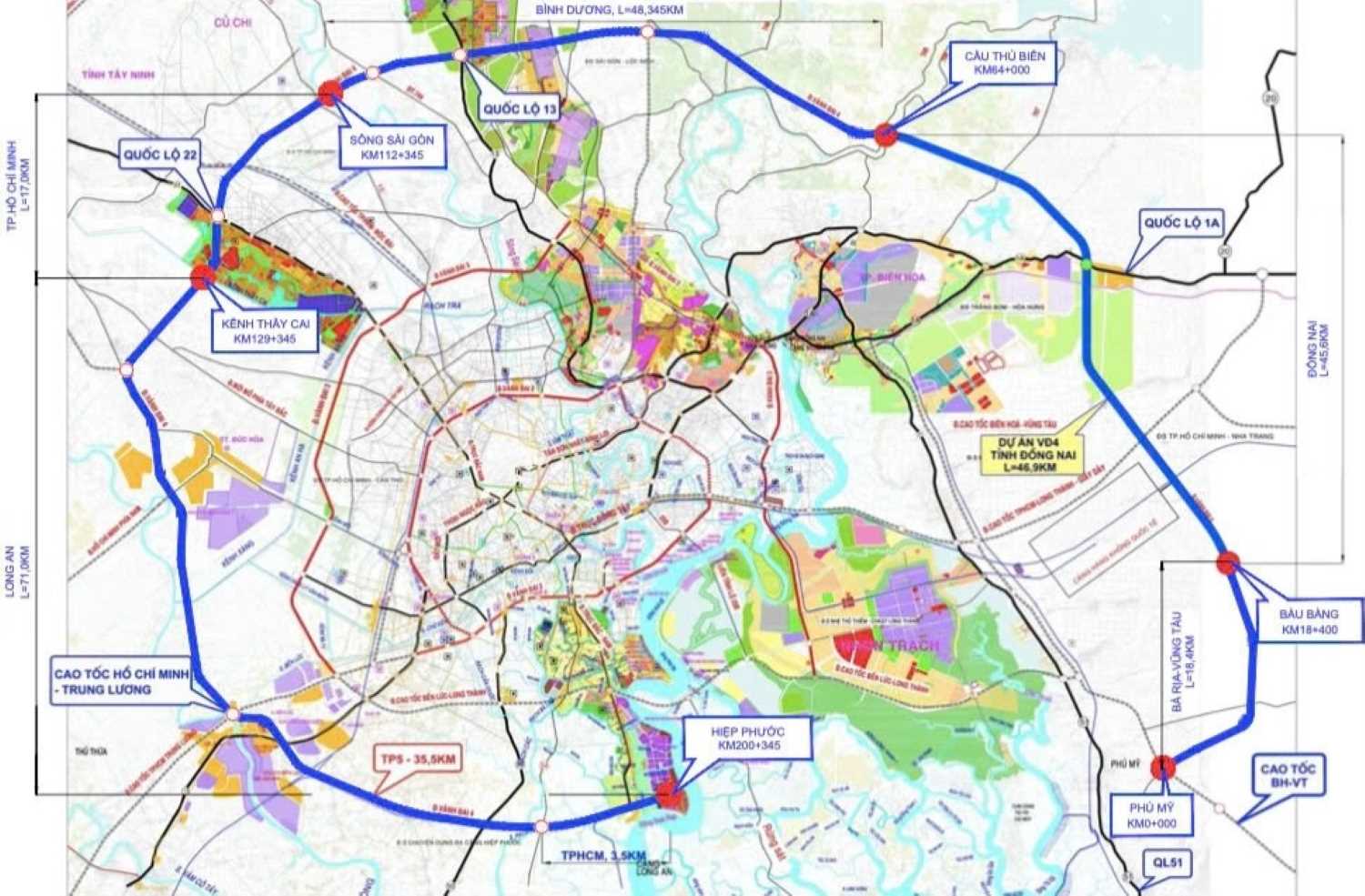 Hướng tuyến Vành đai 4 TPHCM. Ảnh: Sở Giao thông Công chánh TPHCM