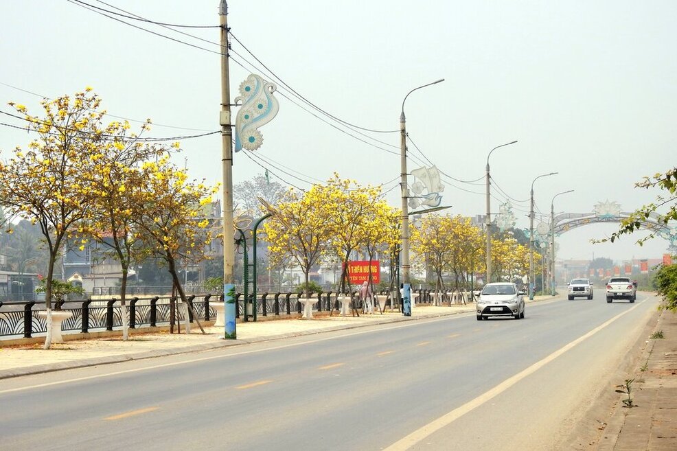 Tuyến quốc lộ ven đê đầy thơ mộng. Ảnh: Tô Công.