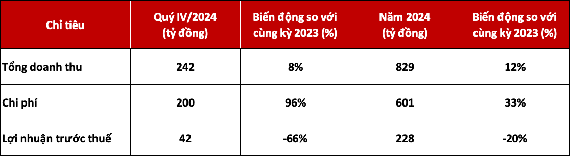 DNSE đạt doanh thu 829 tỷ đồng năm 2024, tăng 12% so với 2023