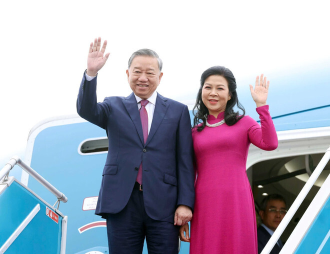 Tổng Bí thư Tô Lâm và Phu nhân Ngô Phương Ly. Ảnh: TTXVN