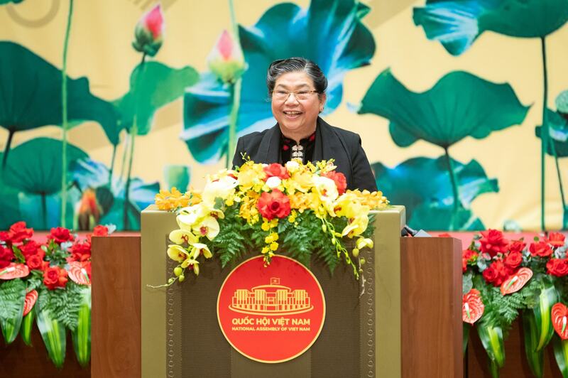 Nguyên Phó Chủ tịch Thường trực Quốc hội Tòng Thị Phóng phát biểu. Ảnh: Phạm Thắng