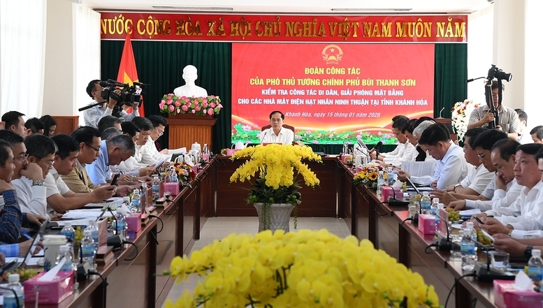 Phó Thủ tướng Bùi Thanh Sơn làm việc với tỉnh Khánh Hoà. Ảnh: VGP/Hải Minh