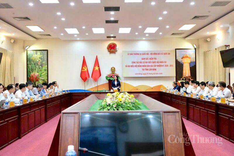 Quang cảnh buổi làm việc của Phó Chủ tịch nước Võ Thị Ánh Xuân với tỉnh Lâm Đồng sau khi kiểm tra. Ảnh: Minh An