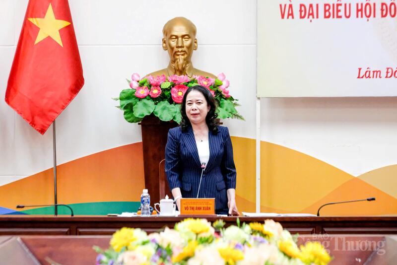 Phó Chủ tịch nước Võ Thị Ánh Xuân phát biểu kết luận tại buổi làm việc. Ảnh: Minh An