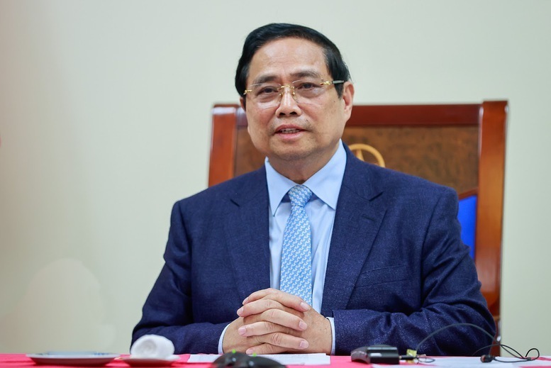 Thủ tướng Chính phủ Phạm Minh Chính điện đàm với Thủ tướng kiêm Bộ trưởng Bộ Ngoại giao Nhà nước Qatar Sheikh Mohammed bin Abdulrahman bin Jasim Al-Thani - Ảnh: VGP/Nhật Bắc