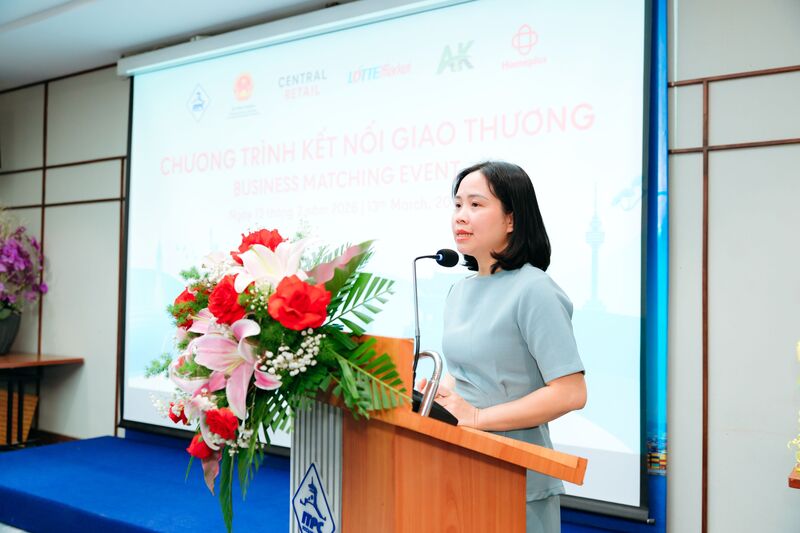 Bà Nguyễn Thảo Hiền, Phó Vụ trưởng Vụ Phát triển thị trường nước ngoài (Bộ Công Thương), phát biểu tại sự kiện.