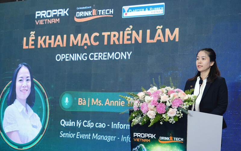 Bà Annie Trần - Quản lý Dự án Cấp cao Informa Markets Vietnam phát biểu tại sự kiện. Ảnh: Minh Khuê.