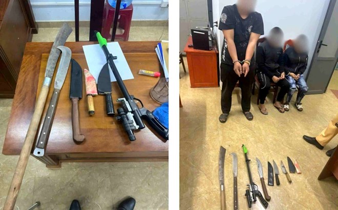 Phát hiện 3 đối tượng ở Lâm Đồng tàng trữ nhiều hung khí, dương tính với ma túy