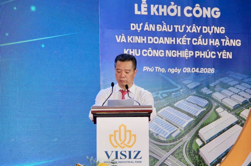 Ông Nguyễn Hải Tùng, Tổng giám đốc Công ty VISIZ phát biểu tại lễ khởi công. Ảnh: Ngọc Hoa