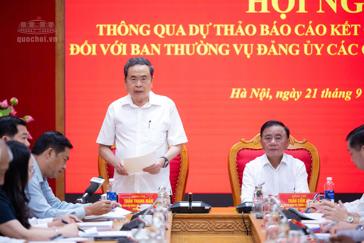 Chủ tịch Quốc hội Trần Thanh Mẫn và Thường trực Ban Bí thư Trần Cẩm Tú đồng chủ trì Hội nghị.
